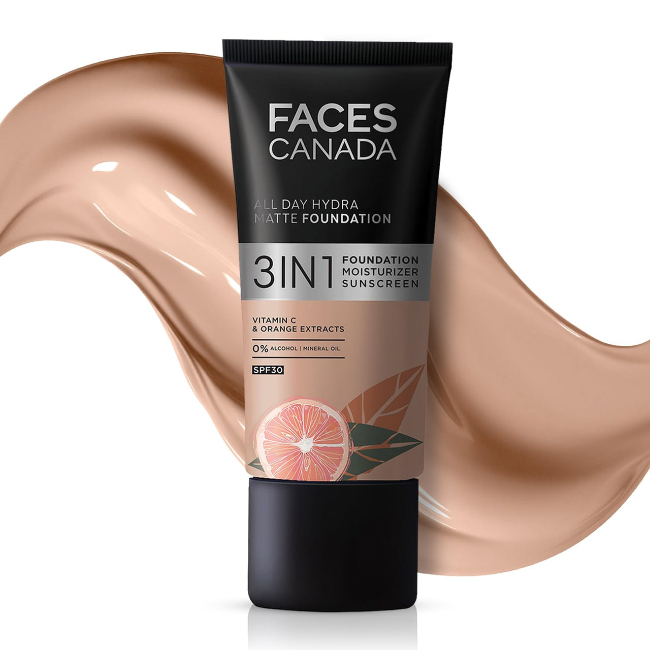 FACESCANADA All Day Hydra Matte Foundation Cream|3-In-1 Foundation + Moisturizer + Spf 30|24 Hr Aloe Hydration&Vitamin C|10Hr Long Wear|Medium To High Buildable Coverage|Warm Natural 021|25Ml