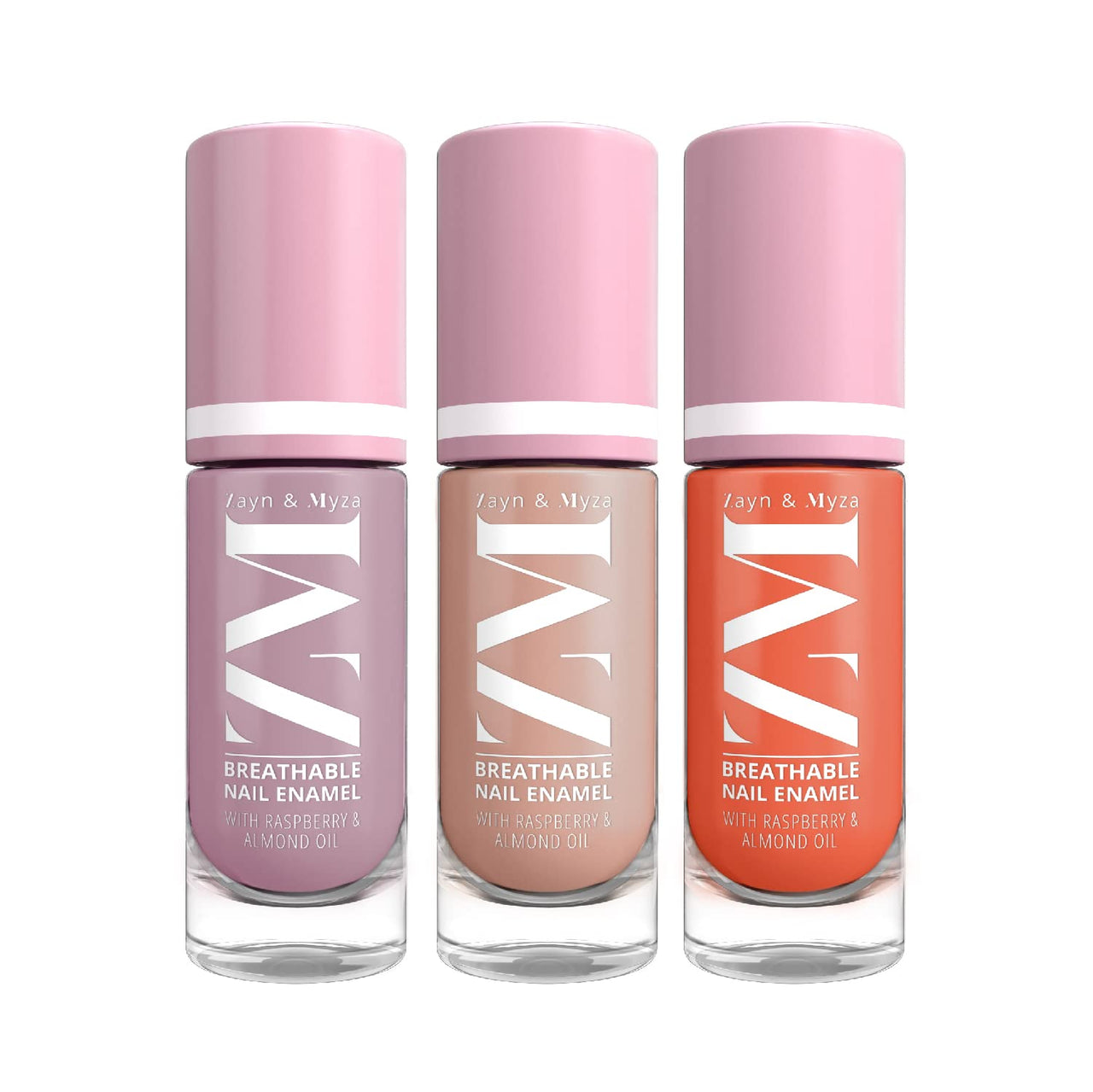 ZM Zayn & Myza Breathable Nail Enamel Pack Of 3-Mauve Cheesecake, Almond Latte & Apricot Mousse | Smooth Application | Quick-Drying I Longlasting I Water Permeable | Glossy Finish | 100% Vegan,(6 Ml )