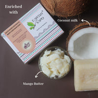 Earthy Sapo Handmade Nuts Over Coconuts Body and Hair Soap | Coconut Milk & Mango Butter Blend for Nourishing Skin and Hair Care | Multipurpose Use | 100g (Pack of 3)