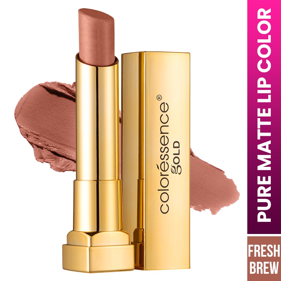 Coloressence Pure Matte Lipstick | 9 Hours Stay | Waterproof & Highly Pigmented | One Swipe Application - Fresh Brew, 3.3Gm
