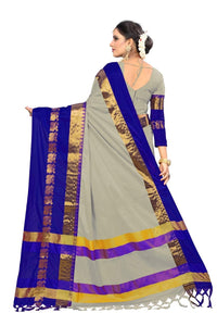 PAREVDEE Women's  Dobby Cotton Saree With Blouse Piece