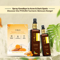 PYOURA Acne-Fighting Turmeric Face Sheet Mask, Stain-Free, Relieves Painful Inflammation, Skin-Nourishing Formula, Acne Pimple Control, Ayurvedic, Vegan & Cruelty-Free Pack of 2, Each 23g