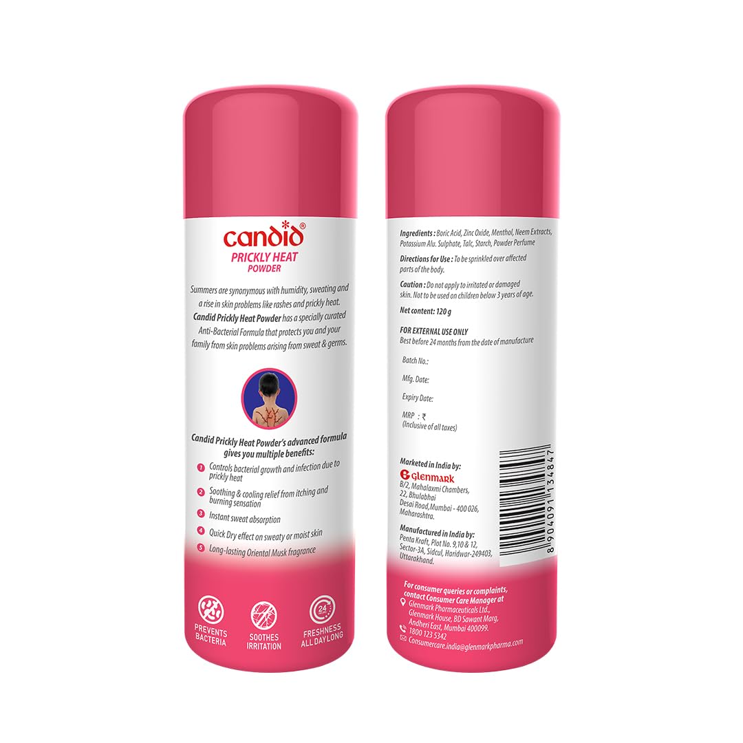 Candid Prickly Heat Powder With Rose | 120 Gm