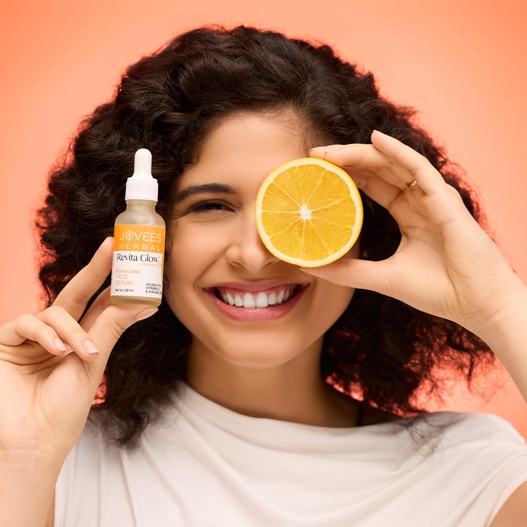 Jovees Herbal Revita Glow Vitamin C Face Serum Infused with Vitamin C & Kakadu Plum |Reduces Dark Spots|For Naturally Glowing Skin | For All Skin Type | 30ml