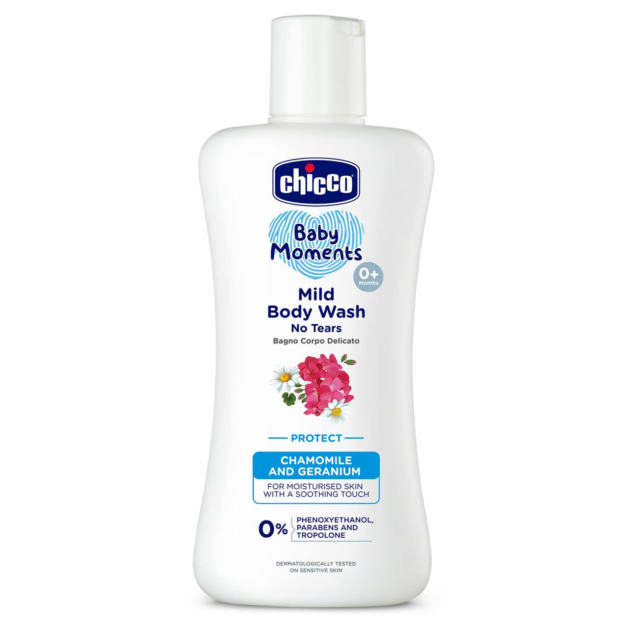 Chicco Baby Moments Mild Body Wash Protect, New Advanced formula with Natural Ingredients, No tears, Suitable for Baby’s Body Wash, No Phenoxyethanol and Parabens (200ml)
