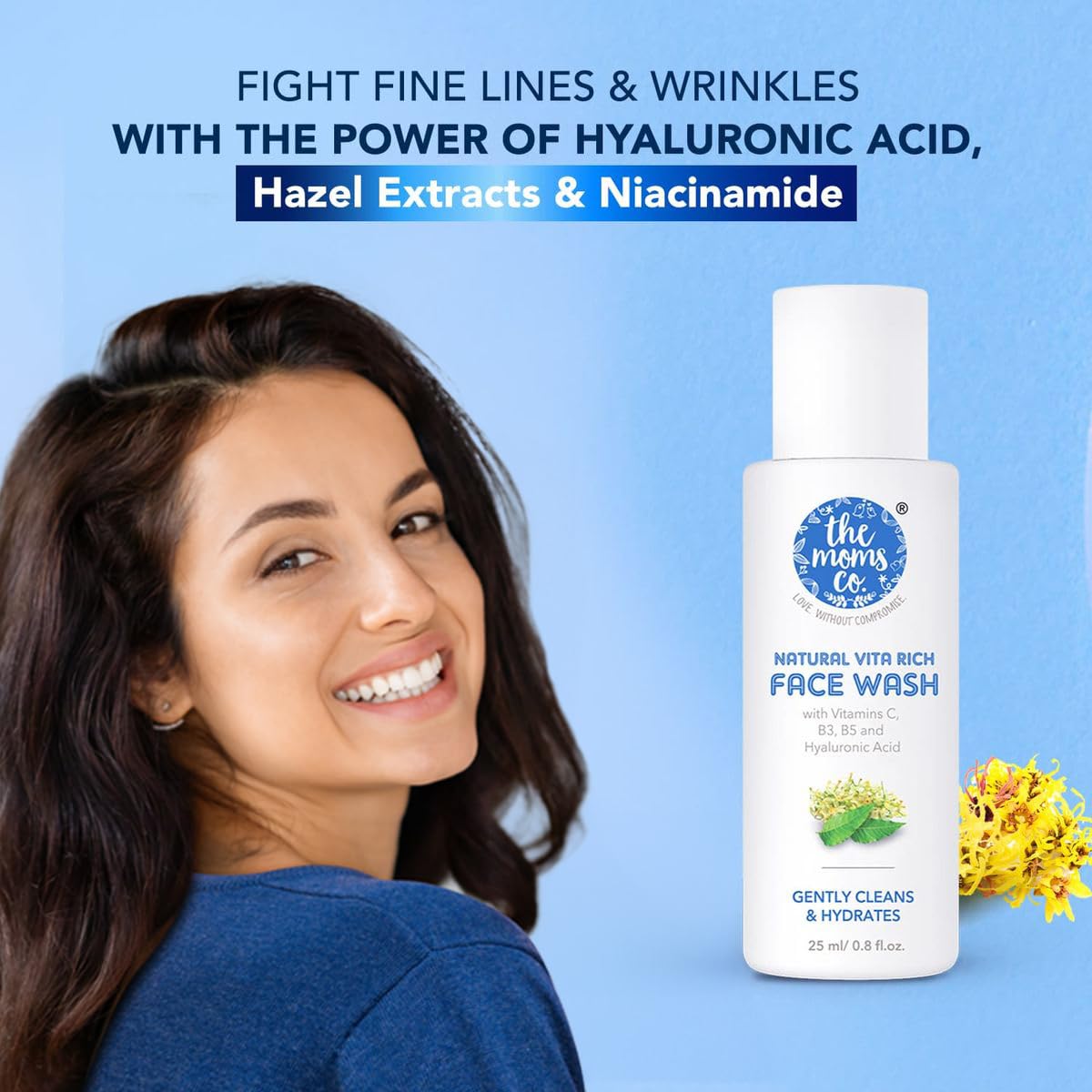 The Moms Co. Natural Vita Rich Face Wash | All Skin Types | With Vitamins C, B3 & B5, Neem Extract and Witch Hazel 25 ML