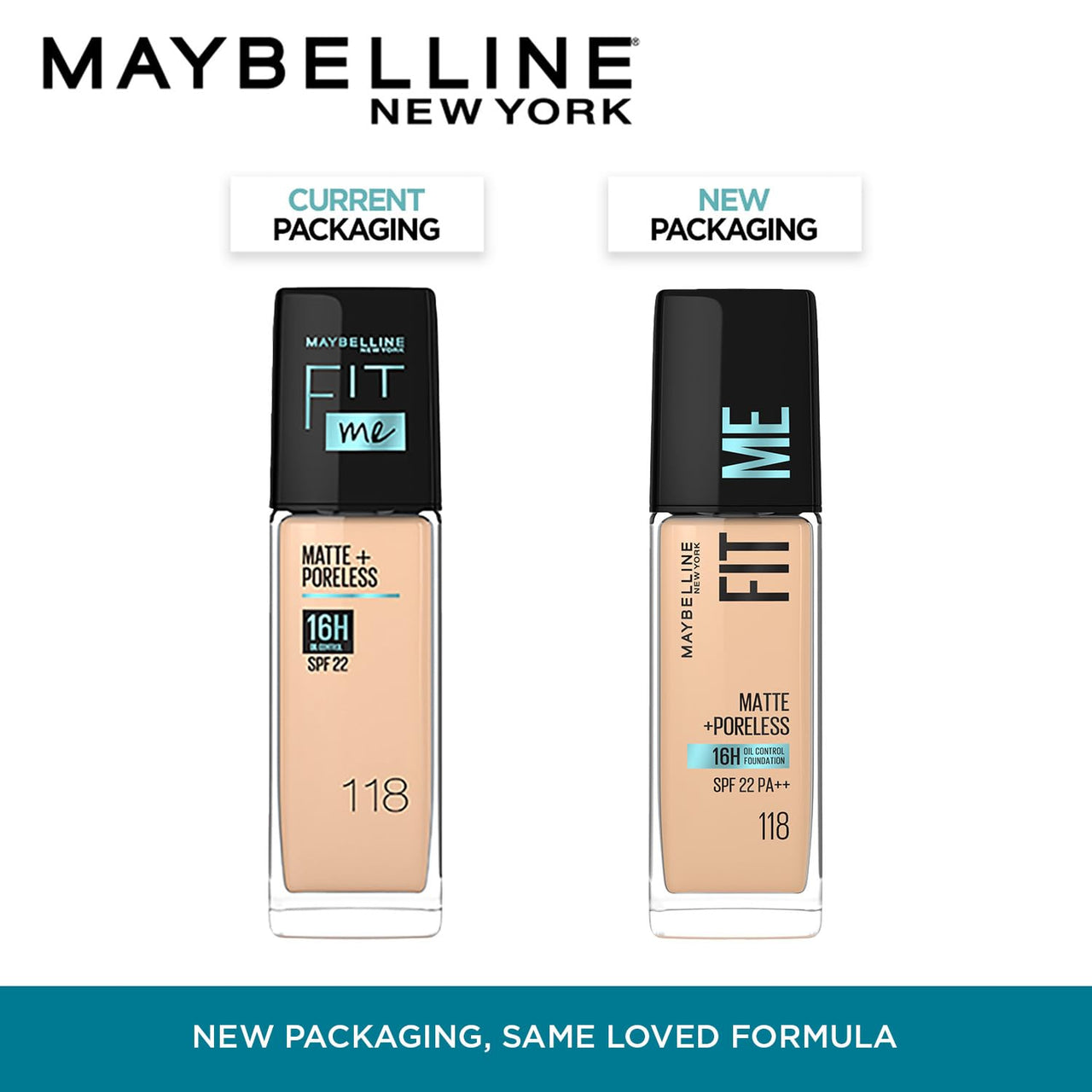 Maybelline New York Liquid Foundation, Matte Finish, With SPF, Absorbs Oil, Fit Me Matte + Poreless, 118 Light Beige, 30 ml
