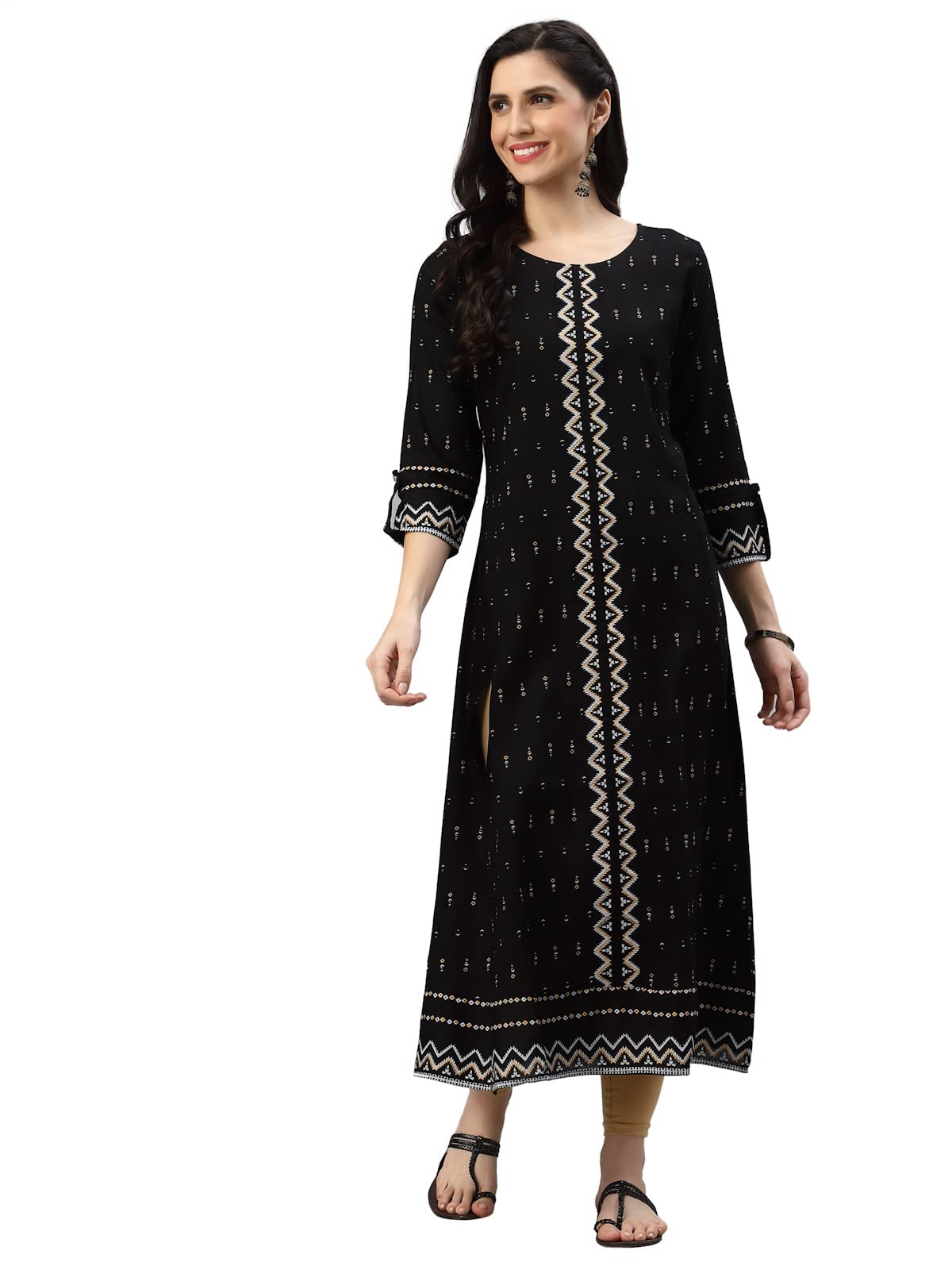 Yash Gallery Women's  Rayon Geometric Printed Anarkali Kurta for Women