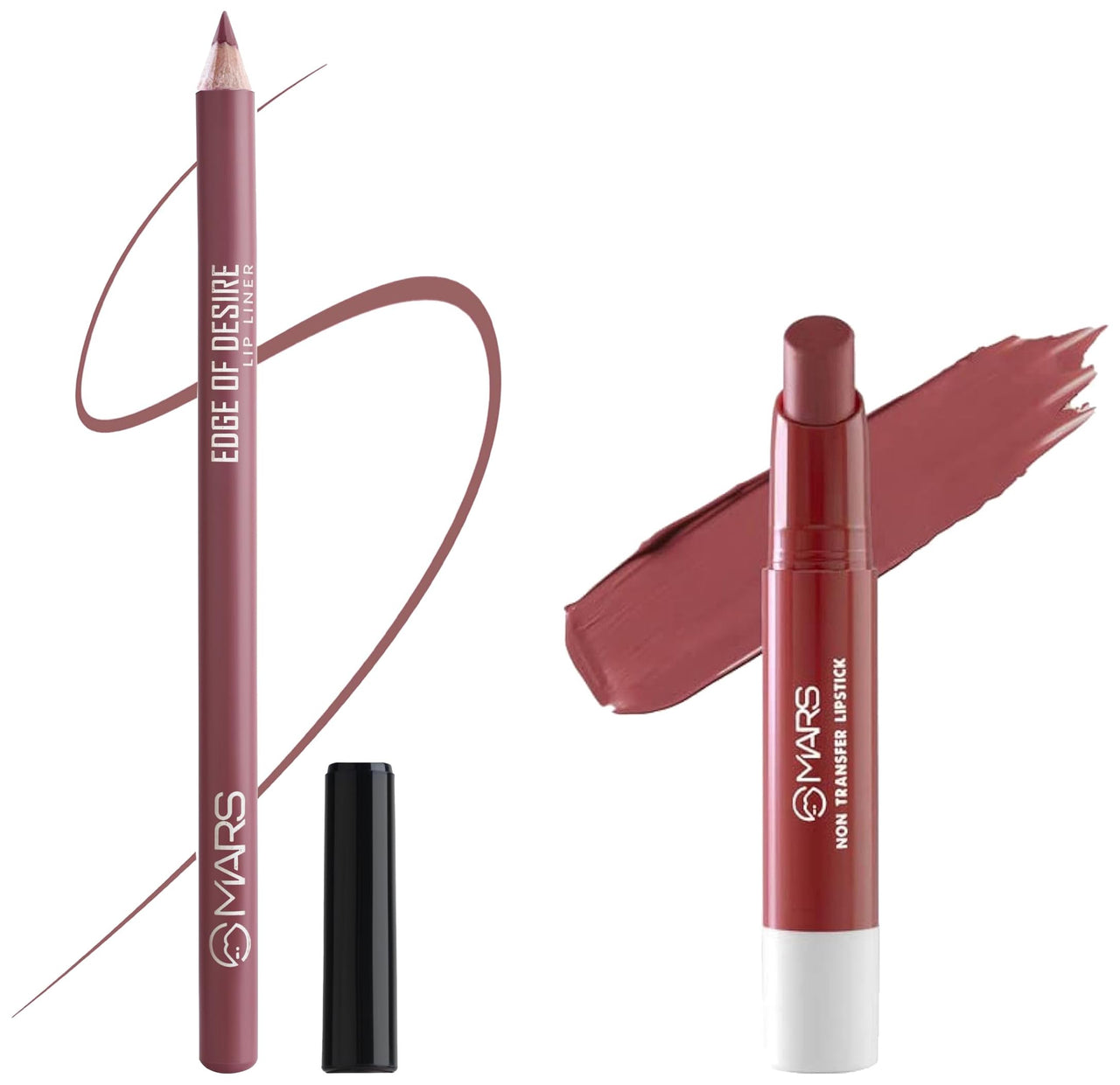 MARS Matte Super Stay Lipstick |(2.6 gm) (02-TREASURE) Matte Lip Liner | One Swipe Smooth Application | Long Lasting Lip Pencil (1.4gm) (18-MAUVE MAGIC)