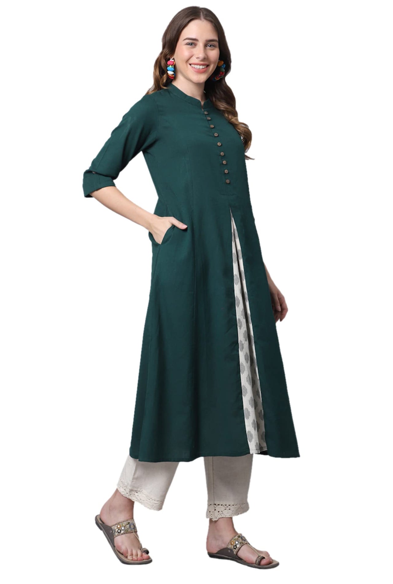 Pistaa's  Women Cotton Printed Cut Regular Kurta