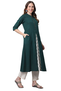 Pistaa's  Women Cotton Printed Cut Regular Kurta