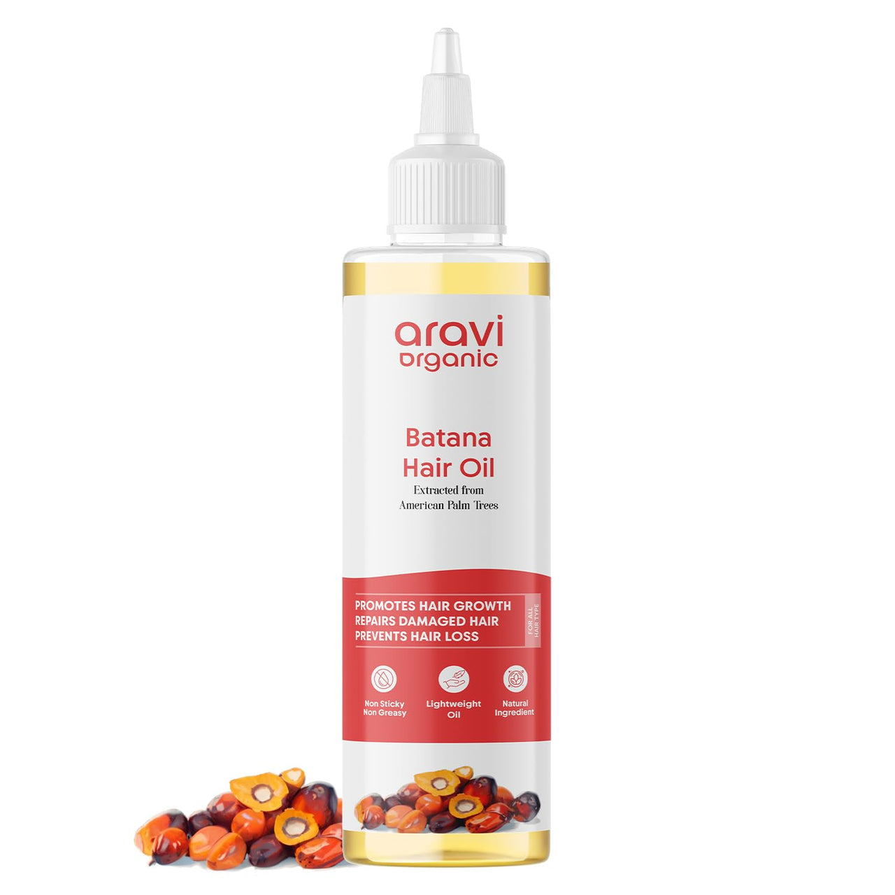 Aravi Organic Batana Hair Oil For Hair Growth With Pumpkin Oil - Derived From American Oil Palm Nut - 200 ml