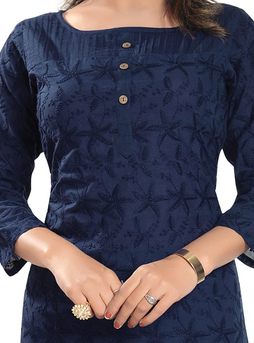 DARIKA Present Pure Chickari Cotton White Colour Kurti for Women All Small & Plus Size.