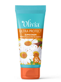 Olivia Sunscreen SPF 30 with UVA, UVB Protection | Sun Screen for Even-Toned Glowing Skin | No White Cast | Ultra Protect++ Sunscreen for Oily & Combination Skin | For Men & Women | 100g