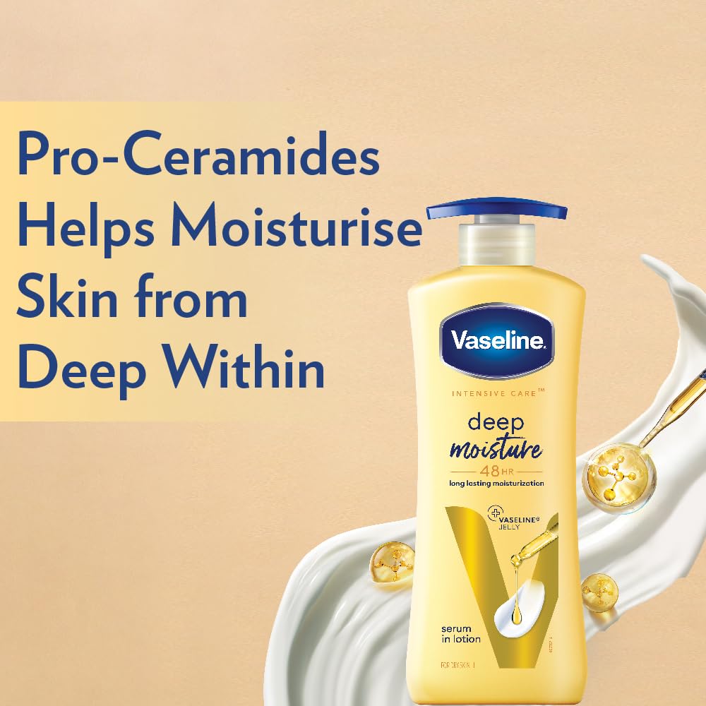 Vaseline Deep Moisture Serum In Lotion, 400 ml | Enriched with Glycerin for Nourished Soft Skin
