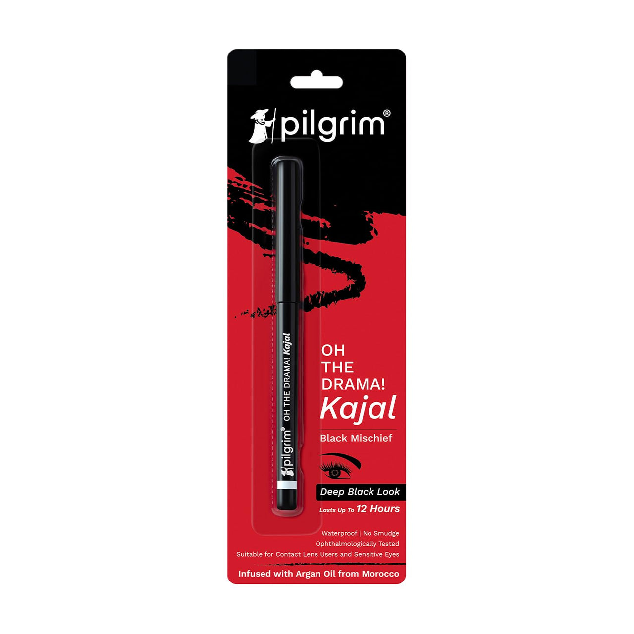 Pilgrim Black Mischief Kajal Smudge & Waterproof Single Stroke Matte Finish Lasts Up To 12Hrs | Kajal for Women | Kajal | Lonng Lasting Eye Makeup |
