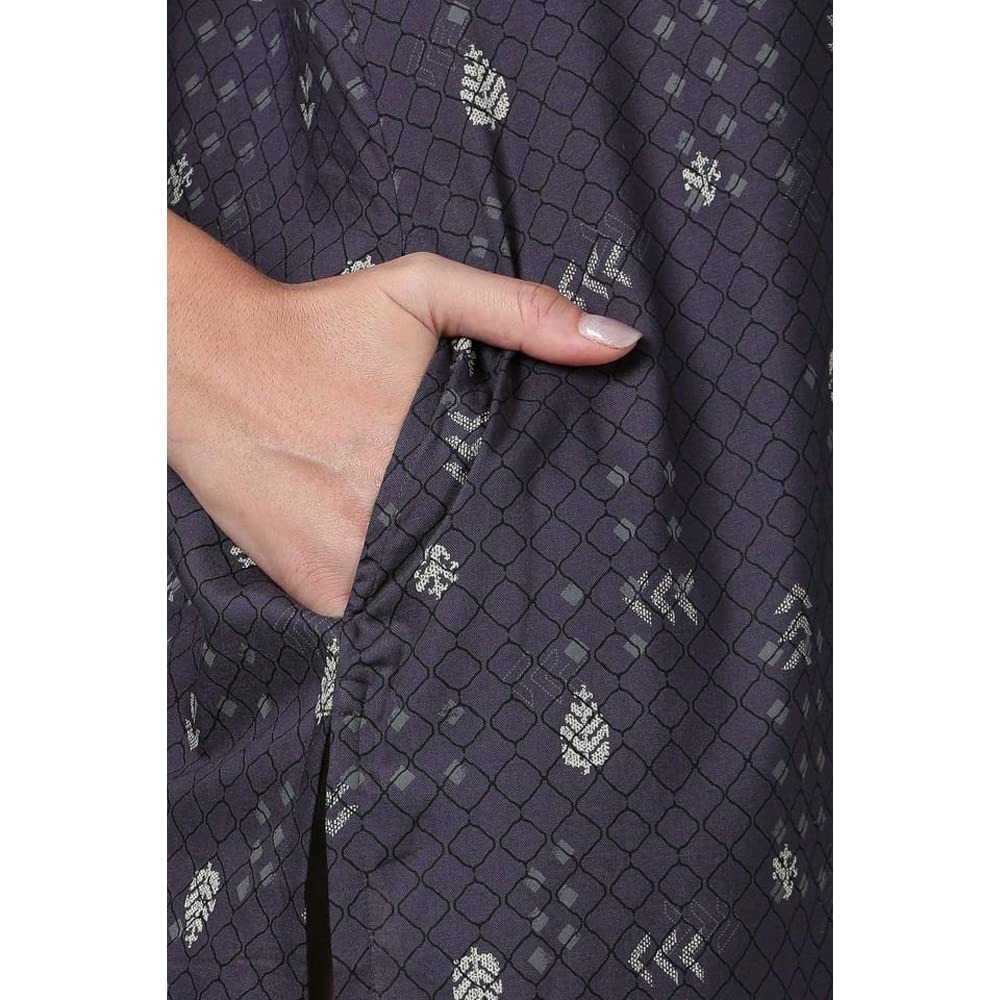 in. fuse by Shoppers Stop Mandarin Neck Printed Cotton Women Straight Fit Kurta