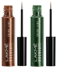 Lakmé Absolute Shine Line Eye Liner Shimmery Finish, Sparkling Olive, 4.5ml and Absolute Shine Line Eye Liner, Shimmer Bronze, 4.5ml