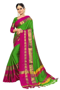 PAREVDEE Women's  Dobby Cotton Saree With Blouse Piece