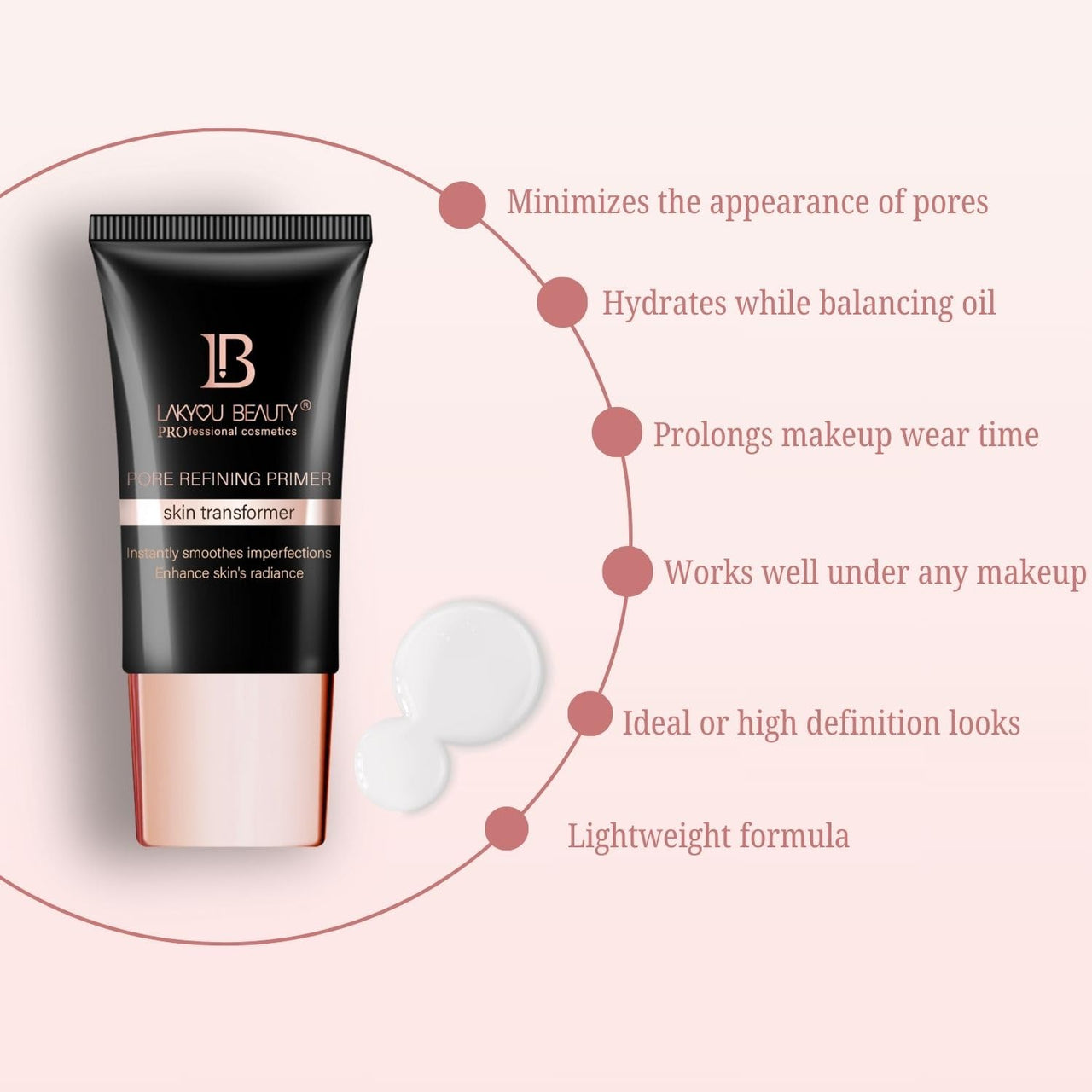 Lakyou Beauty Pore Refining Primer | Skin Transformer | Instantly Smoothes Imperfections Enhance Skin's Radiance | Silicon Base | 30ml