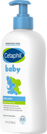 Cetaphil Baby Daily Lotion, Suitable for baby’s delicate skin, Shea Butter and Vit E, Dermatologist Tested and Pediatrician Recommended, 400 ml