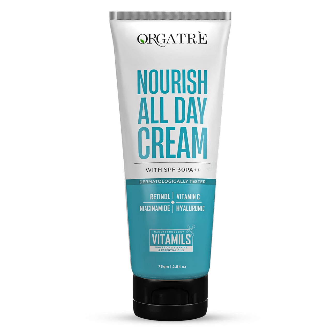 Orgatre Nourish All Day Cream 75gm with SPF 30 PA++ | Daily Moisturizer for Glowing Skin | Retinol, Vitamin C, Niacinamide & Hyaluronic Acid | Anti-Aging, Oil Control & Hydration