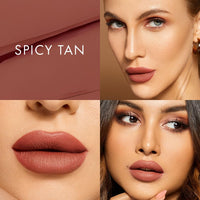 HYUE HydraMatte™ Liquid Lipstick | 2.2ml | Spicy Tan Soft-Matte Long-Wear | Intense Color | With Jojoba, Almond & Gooseberry Extracts | Travel-Friendly | Precision Tip | 12 Bold Shades