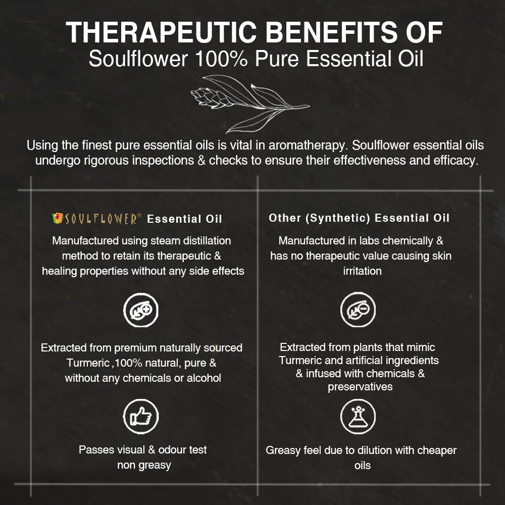 Soulflower Turmeric Essential Oil, 15ml | Skin Acne, Healthy Hair, Scalp, Aromatherapy | 100% Pure, Natural & Undiluted Premium Essential Oil