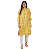 in. fuse by Shoppers Stop Mandarin Neck Printed Cotton Women Straight Fit Kurta