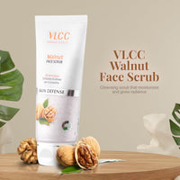 VLCC Walnut Face Scrub - 80g | Moisturizing Scrub For Mild Exfoliation | Helps Reduce Skin Damage | Soothing, Calming and Brightening Scrub | Tanning Protection Against Sun Damage.