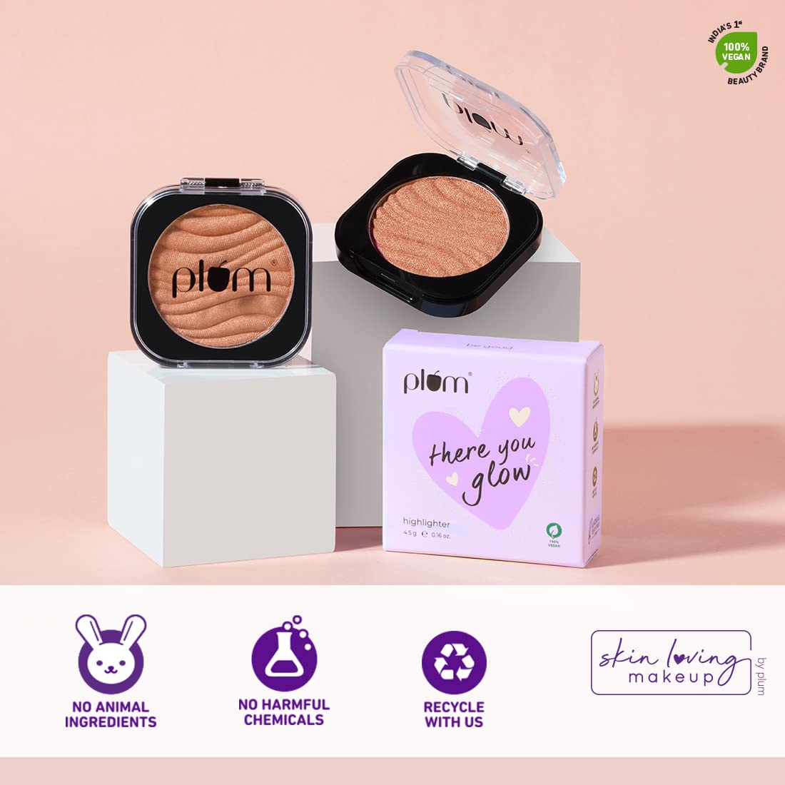 Plum There You Glow Highlighter | Highly Pigmented | Effortless Blending | 100% Vegan & Cruelty Free | 124 - Miracle Bronze