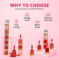 Orgatre 5-in-1 Liquid Lipstick | Waterproof Matte & Gloss | Classic Shades | Smudge-Proof, Non-Drying, Hydrating | Highly Pigmented & Long-Lasting