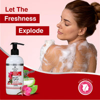 Ayouthveda Aquatic Lotus Body Wash with Rich Blend Of Aloevera, Lotus & Holy Basil |Refreshes, Deep Cleanses & Hydrates the Body | Gentle body wash for Daily use (Pack of 1-300ml)