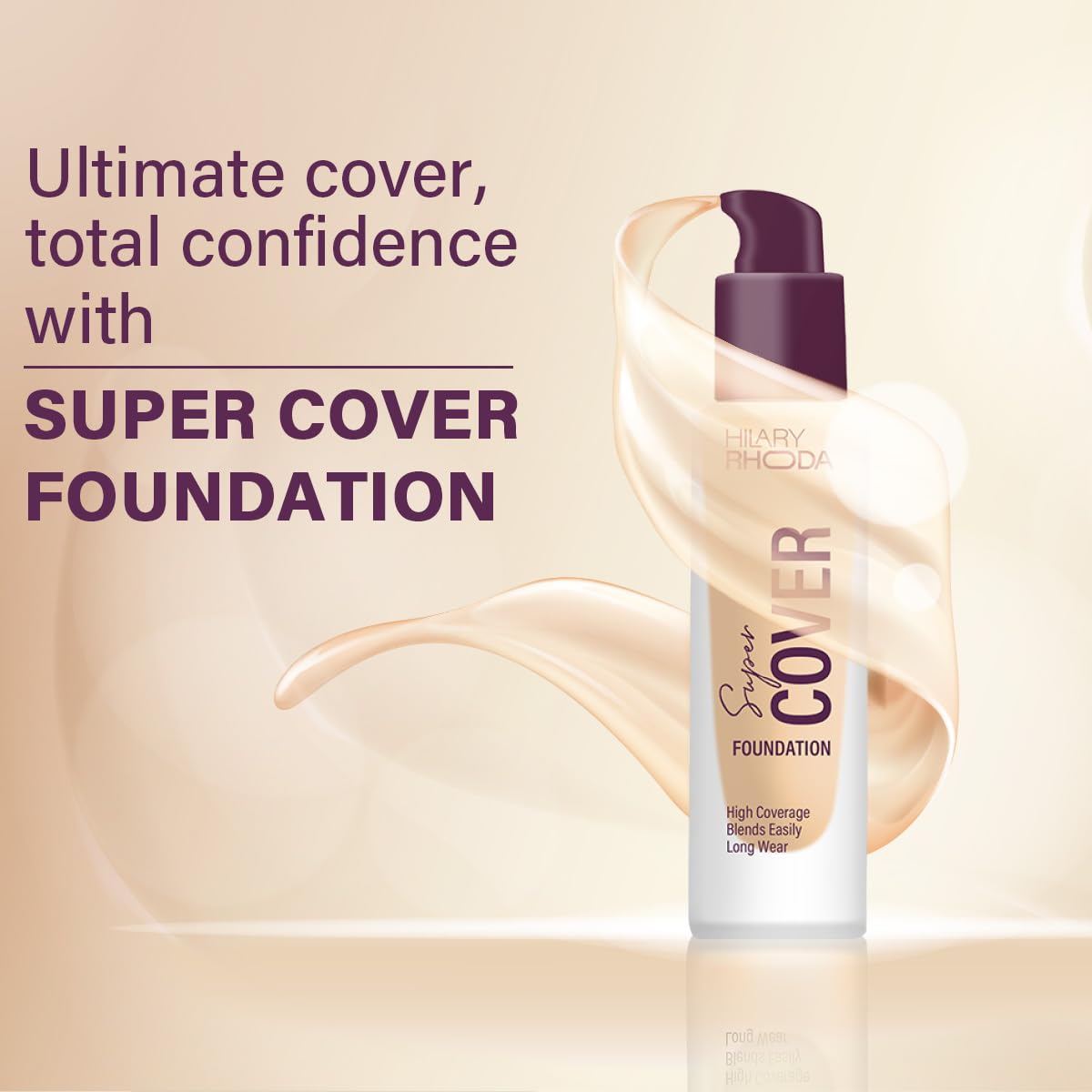 Hilary Rhoda Super Cover Foundation for All Skin Types|Blemish Free|High Coverage & Waterproof Foundation|24-Hour Stay & Non-Sticky Formula|Matte Finish|Blends Flawlessly|30g (Shell White| Shade 01)