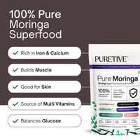 Puretive Pure Moringa Powder | Essential Nutrition Superfood, Helps Naturally Boost Energy Levels, Improves Stamina & Vitality, Rich In Vitamins & Minerals | Best Moringa Powder | 100gms