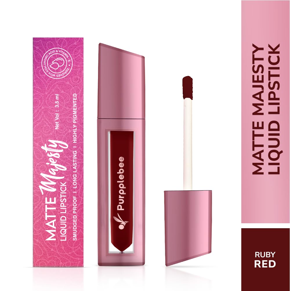 MATTE Majesty Liquid Lipstick Smudged Proof Long Lasting Highly Pigmented Water Proof Matte Liquid Lipstick (Rubby Red)