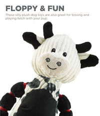 Outward Hound Thunda Tugga Cow Plush & Squeaky Dog Tug Toy Black and White Thunder Tuggerz