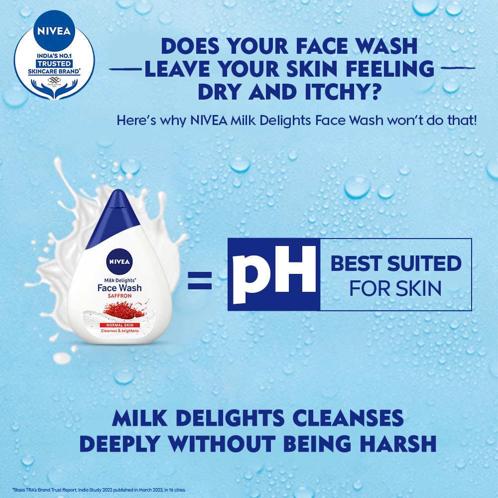 NIVEA Milk Delights Face Wash Precious Saffron For Normal Skin Skin 50ml, 50 ml