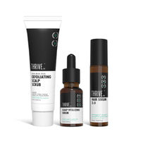 ThriveCo Hair Fall & Repair Kit | Exfoliating Scalp Scrub (25ml) | Vitalizing Serum (10ml) | Hair Serum 2.0 Roll On | Promotes Hair Growth, Clears Dandruff & Buildup | Travel-Friendly