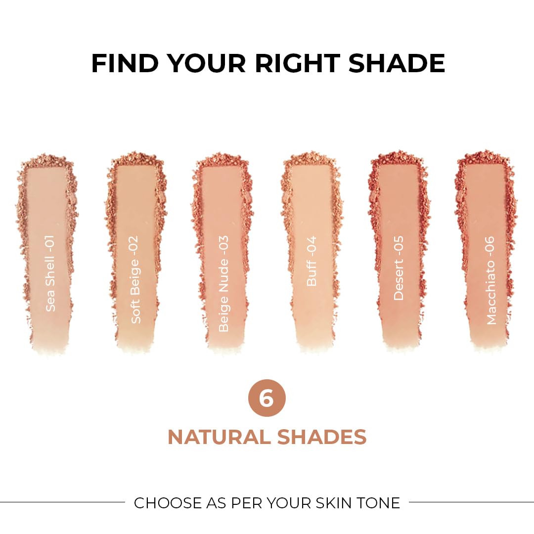 SOKU Wake Up to Make Up Matte Compact Powder with SPF & Castor Oil | Lightweight & Shine Control | Long Lasting| Conceals Imperfections, Provides Even Tone Complexion (Soft Beige 02) - 9 g