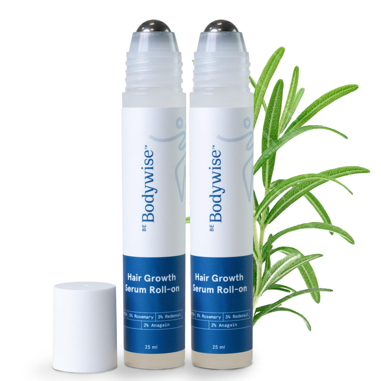 Be Bodywise 3% Redensyl & Rosemary Hair Growth Serum (Roll On) | Pack of 2 |with 2% Anagain | Thicker & Stronger Hair | Prevents Hairfall & Stimulates Hair Follicles | For All Hair Types | 50ml