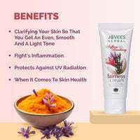 Jovees Herbal Saffron & Bearberry Fairness Face Cream | For Women/Men | Bright, Even Toned and Glowing Skin | UVA/UVB Protection | Paraben and Alcohol Free | 60GM