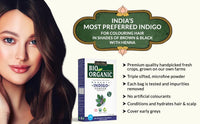 Indus Valley Bio Organic 100% Herbal Indigo Powder for Natural Hair Coloring, Organic Indigo Powder Protects hair from Damage - 100 gm