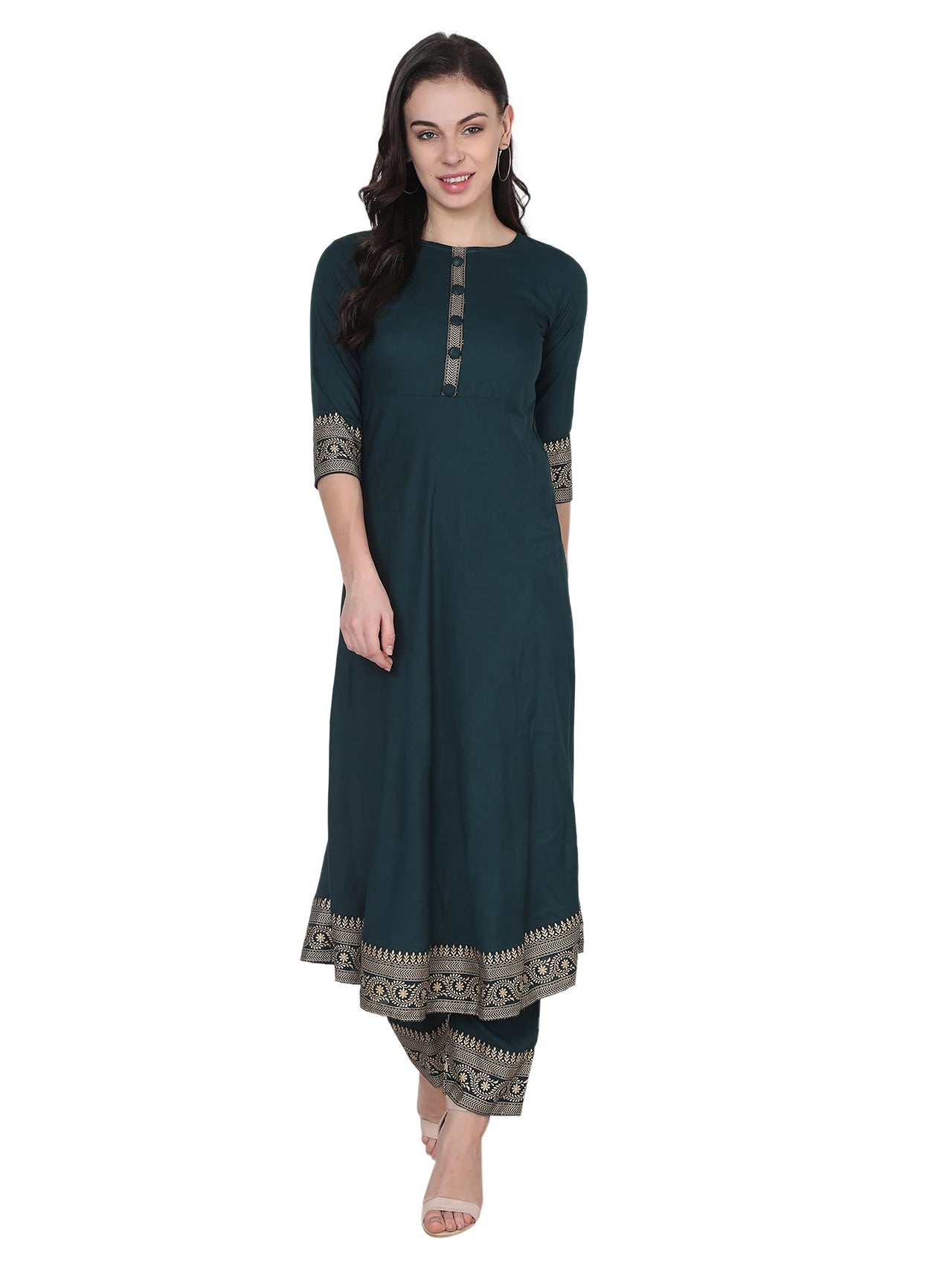 VASTRAMANIAA Women's  Rayon Kurta Palazzo Ethnic Set