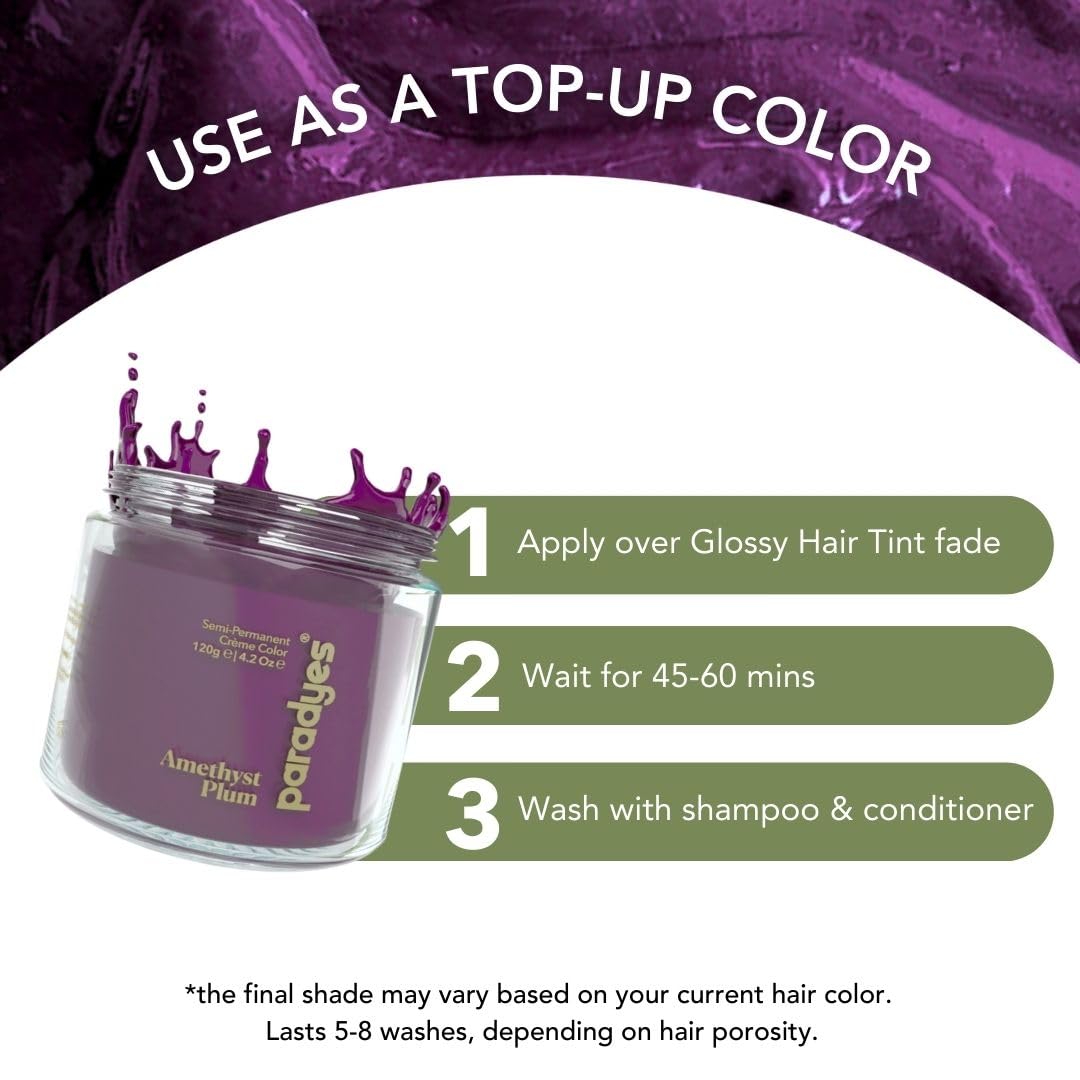paradyes Top-Up Semi-Permanent Amethyst Plum Diy Conditioner Based Hair Colour, 120 Gm,All,Unscented,1 Count