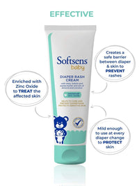 Softsens Baby Natural Diaper Rash | Nappy Cream, Enriched With Aloe Vera Juice and Shea Butter 50 g (Pack of 4)