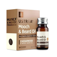 Ustraa Woody Mooch and Beard Oil - 35ml - Shine, Nourishment & Pleasant Fragrance for beard | No Paraben | Cedar Wood Essential Oil & Wheat Germ Oil rich in Vitamin E