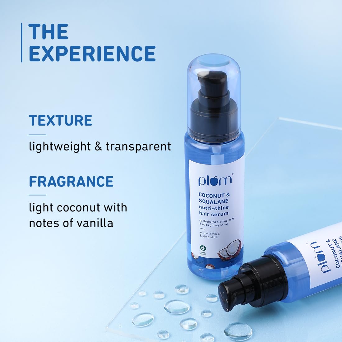 Plum Coconut & Squalane Nutri-Shine Hair Serum | Frizz Control & Instant Shine | Enriched with Vitamin E & Almond Oil | Coconut-Vanilla Fragrance | 75ml