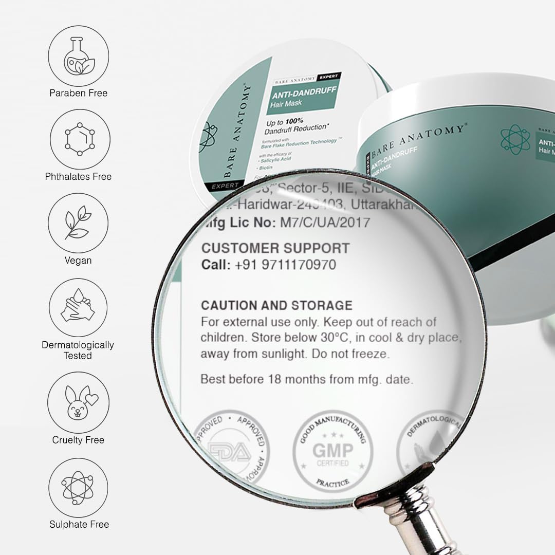 Bare Anatomy EXPERT Anti-Dandruff Hair Mask | Targets Oily Scalp and Sheds Dry Flakes | 250g