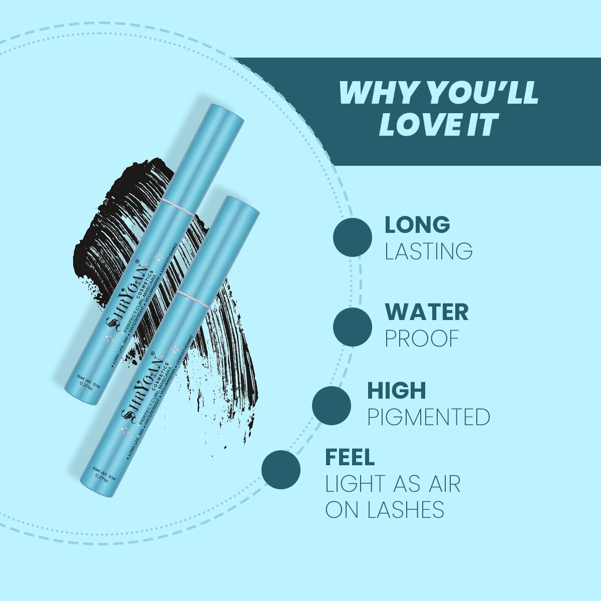 Shryoan Cool as Ice !!! Mascara | Long Lasting with Easy Application, Waterproof & Smudge Proof and Matte Finish with Volume Lashes Mascara (8ml) (Black)